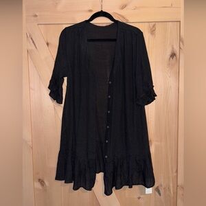 Cupshe Black Swim/Beach Cover Up with Ruffle Sleeves